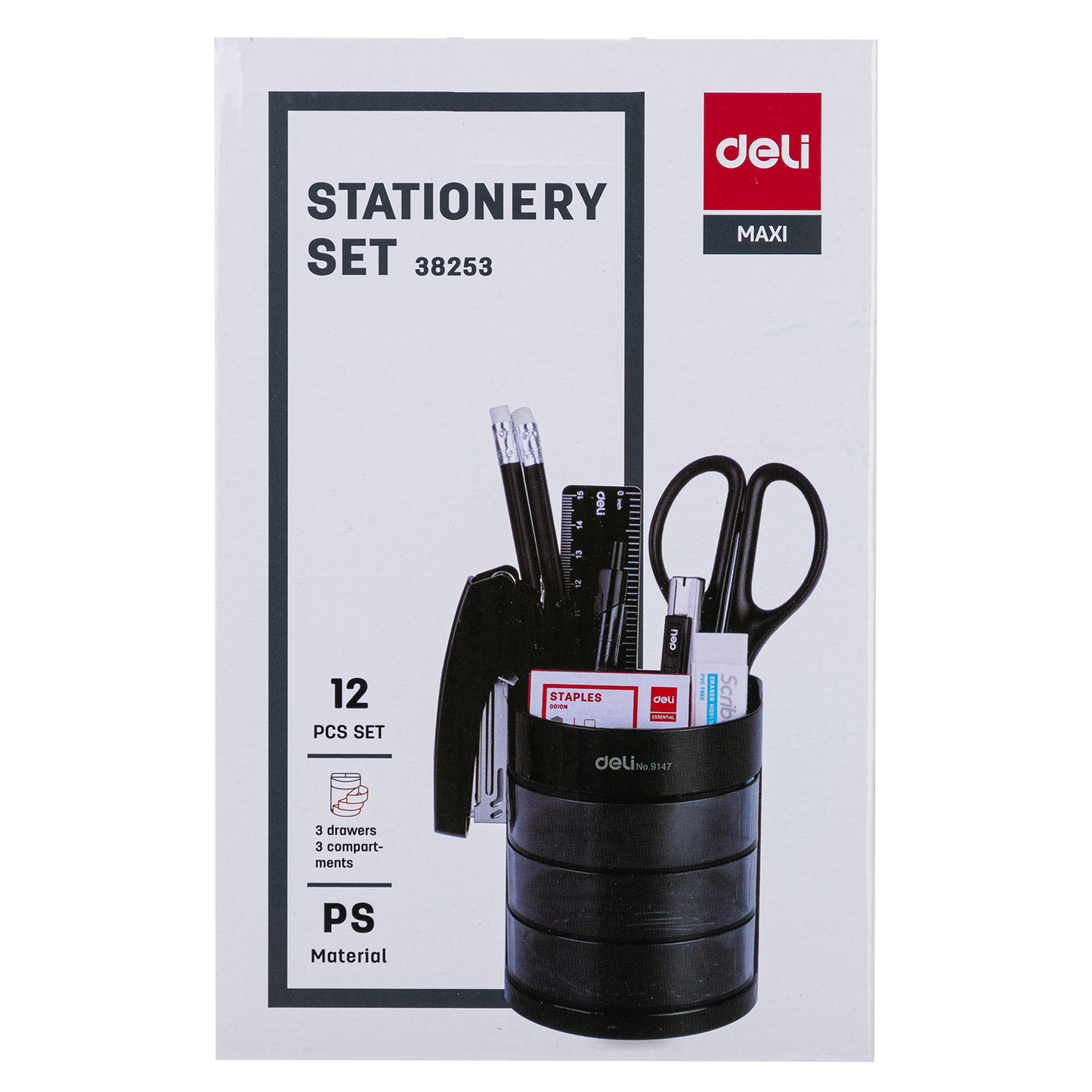 Plumier de bureau avec accessoires 12 pcs Deli