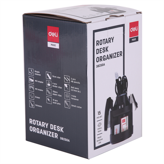 Plumier de bureau avec accessoires de 15 pcs rotatif