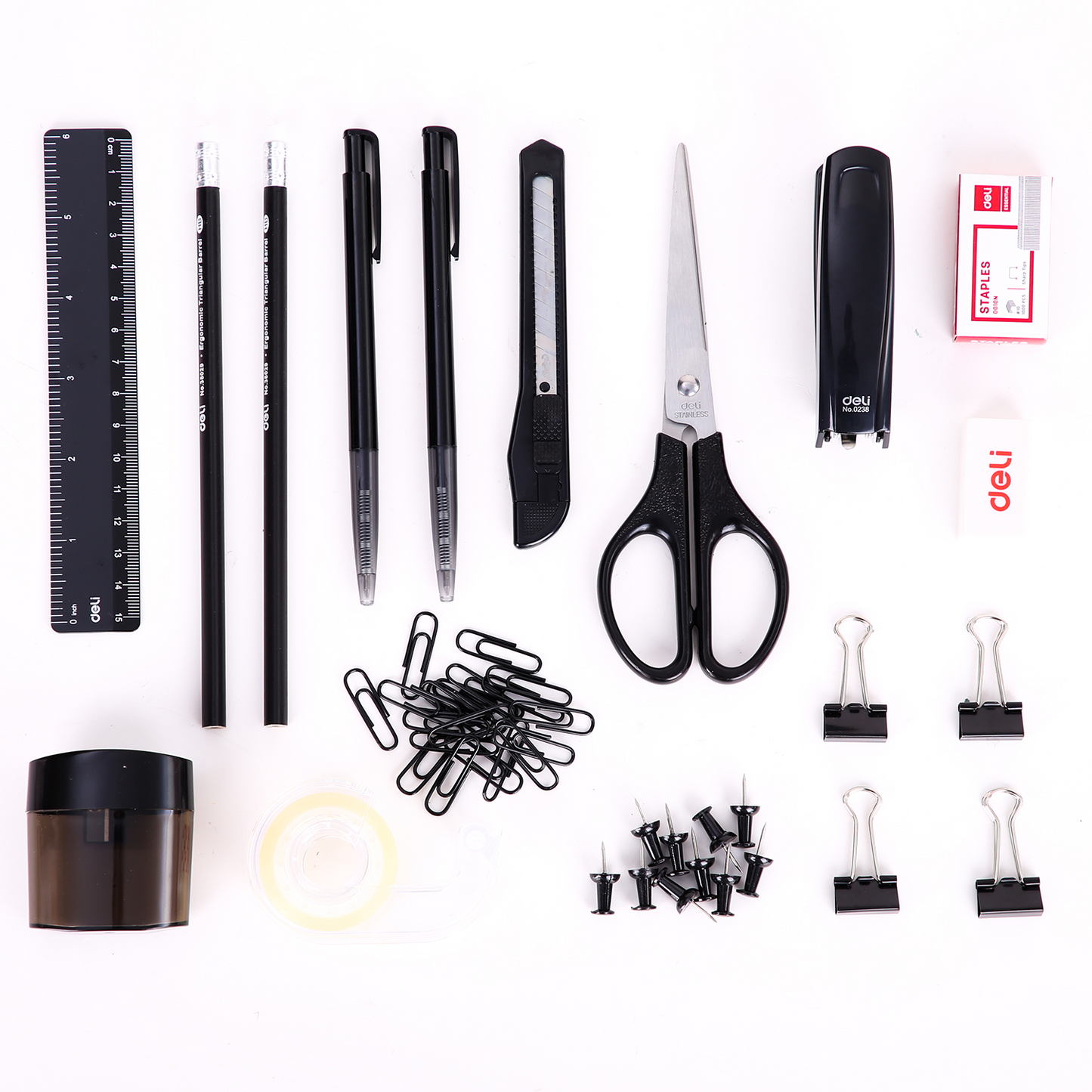 Plumier de bureau avec accessoires 17 pcs